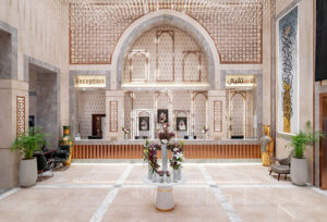 Twin bedroom at Deyar Al Eiman Hotel in Madinah with modern amenities